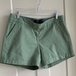 J Crew 100% Cotton Chino Shorts. Khaki Green. Size 10
